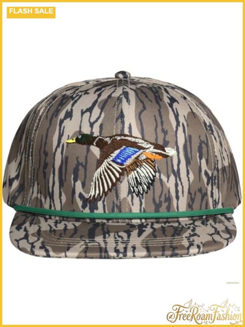 Outdoorsman Snapback Trucker Hat Flat Brim Camo Fishing Hunting Cap